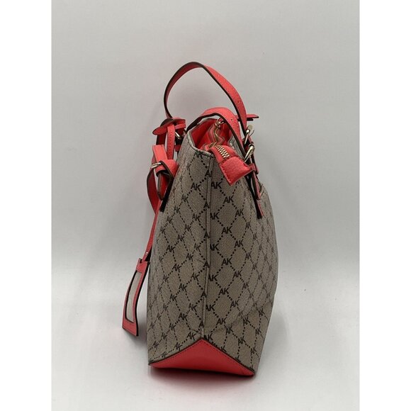 Anne Klein Pre- Owned Shoulder Bag Tan Trim - Pink Strap Gold AK Logo - Picture 4 of 13